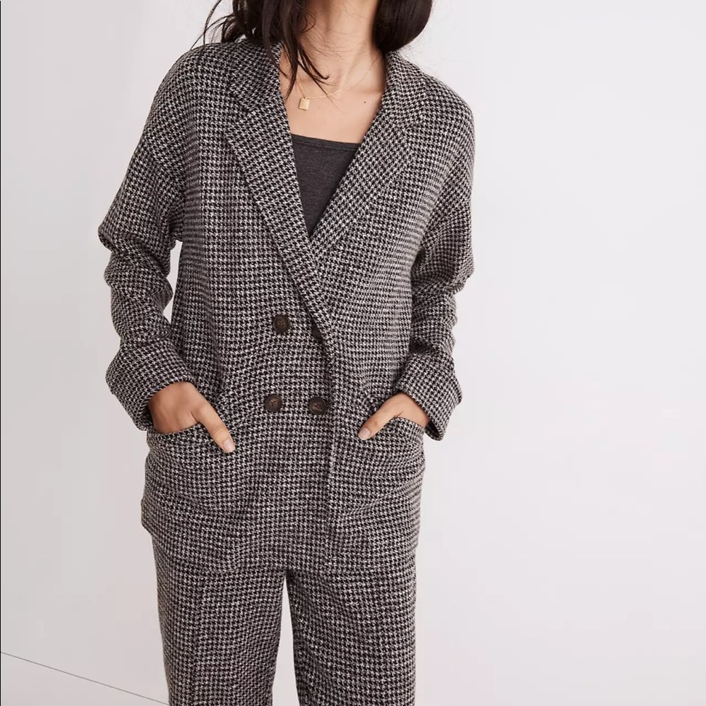 Madewell Brushed Knit Redford Blazer in Houndstooth Check